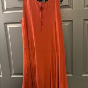 JustFab Orange Sleeveless Tie-Neck Midi Dress